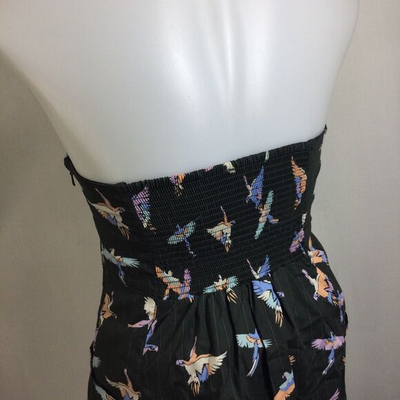 Free People Sunshine of Your Love Parrot Print Strapless Midi Dress Black Size 4 - Picture 6 of 11